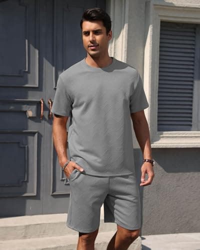 Aiyino Men’s 2-Piece T-Shirt & Shorts Set – Casual Track Suit for Summer - Thumbnail 4
