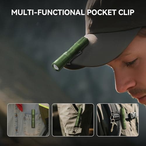 TUNENGE S21X Mini EDC Flashlight Rechargeable with Clip, 880 Lumens Super Bright AA Pocket Flashlight, Tactical Tail Switch & Magnet, 5 Mode Compact Light for Emergency, Outdoor, Camping(Green) - Thumbnail 6