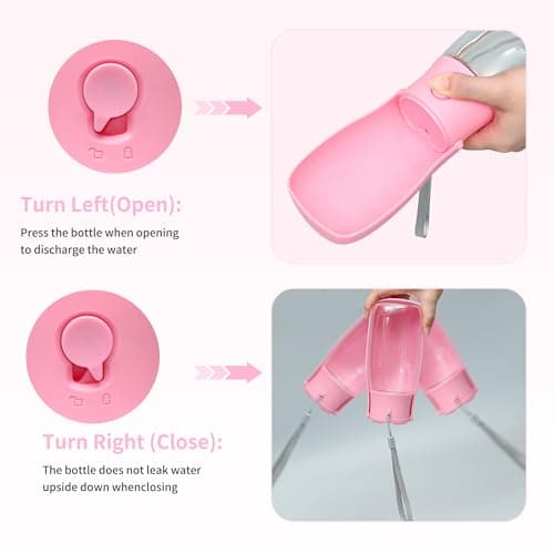 VEPOUYU Portable Dog Water Bottle 10oz Pink - Thumbnail 4