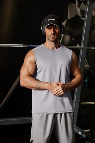 COOFANDY Muscle Tank Top for Men Workout Sleeveless Tee Shirts Casual Running Muscle Shirt for Summer Activewear Gray S - Thumbnail 5