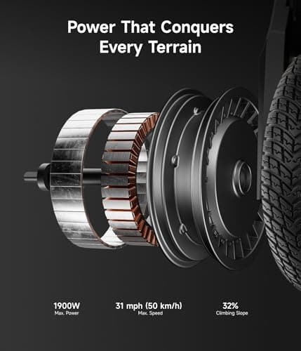 NAVEE NT5 Max Electric Scooter, 31 mph Speed, 51.6 Miles Range, Fast Charging, 1900W Peak Motor, Dual Telescopic & Damping Arm Suspension, Dual Disc Brake, 10.5" Tubeless Tire, Off-Road Scooter Adults - Thumbnail 5