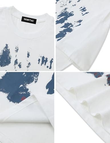 Vamtac Mens Oversized Graffiti Graphic Tees - Y2K Vintage T Shirts for Men Short Sleeve Summer Top White L - Thumbnail 3