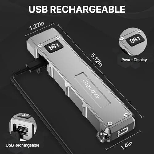 Glavoya EDC Flashlight Rechargeable,1200 Lumens Ultra Bright Flat Flashlight with 9 Modes, Portable Pocket Flash Lights with UV Light,Magnetic Flash Light for Working - Thumbnail 5