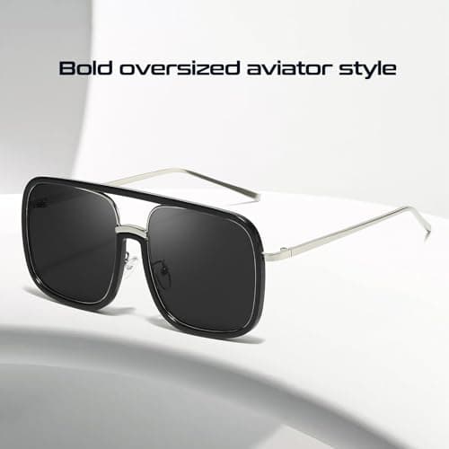SODQW Oversized Aviator Sunglasses for Women Trendy Big Square Sun Glasses UV Protection 2025 Shades - Thumbnail 6