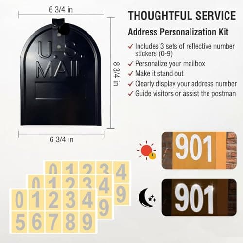 6 1/4" Mailbox Door Replacement - Secure Screw-in Design - Heavy Duty Galvanized Steel Mailbox Door Repair Kit for Brick, Stone & Standard Curbside Mailboxes, Includes Reflective Numbers - Thumbnail 5