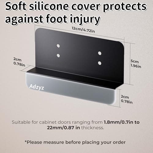 Adzyz Under Cabinet Foot Pull with Adhesive and Screws,Hands Free Garbage Drawer Toe Foot Pull Opener Suitable for Kitchen Trash Cabinet Drawer (Black) - Thumbnail 5