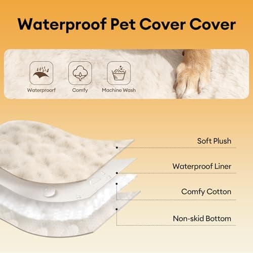 FUNNY FUZZY Pet Couch Cover for Sofa, Waterproof Couch Cover for Dogs Washable, Pet Friendly Fuzzy Sofa Covers Thick Soft Dog Bed Mat Non Slip for Couches and Sofas, Cream White, 27.6"×59.1" - Thumbnail 3