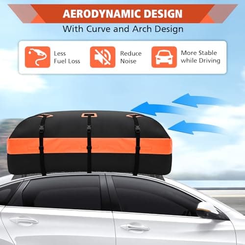 CYDDUP Roof Bag, Waterproof Soft Car Top Carrier Without Rack, 21 Cubic Feet Cargo Carrier for Top of All Vehicles with/Without Rack, Includes Anti-Slip Mat, 6 Door Hooks, Luggage Lock, Storage Bag - Thumbnail 5