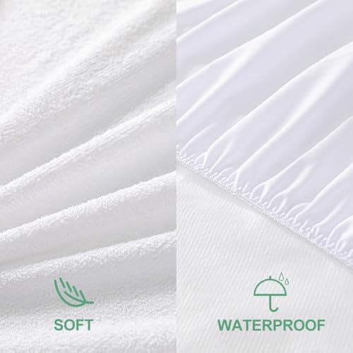 Full Size Waterproof Mattress Cover, Premium Terry Top Mattress Cover, Breathable, Noiseless, Cooing & Machine-Washable Bed Cover with 21" Deep Pocket - Thumbnail 3