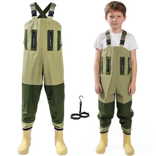 Ghosthorn Chest Waders for Kids Children Waders Nylon Waterproof Fishing Waders Toddler Youth Hunting Waders with Boots EVA for boys Girls - Image 1