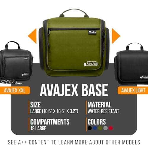 Travel Toiletry Bag for Men and Women - (10.6”x10.6”x3.2”) Large Hanging Toiletry Organizer - Waterproof Hygiene Bag with Metal XXL Swivel Hook, with Sturdy Zippers and 19 Compartments for Toiletries - Thumbnail 2