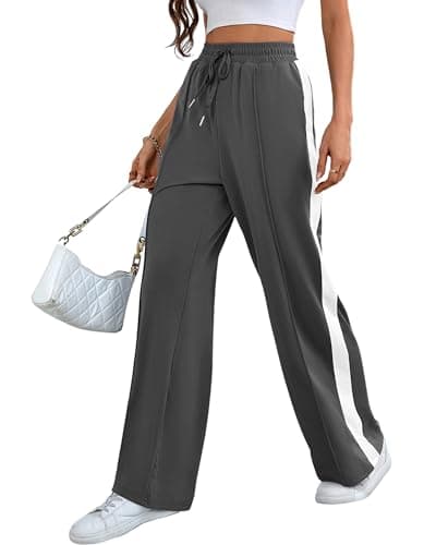 Bellcoco Wide Leg Sweatpants Women Straight Leg Loose Lightweight Lounge Pants Yoga Running Pants with Pockets Gray XL - Image 1