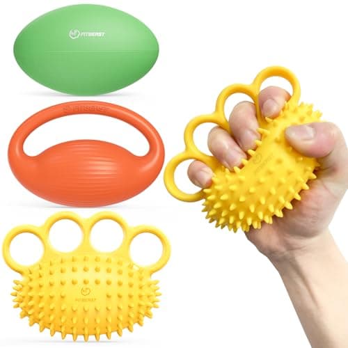 FitBeast Hand Exercise Ball Set–Stress Balls for Adults, Grip Strength Trainer Set for Rehab, Stress Relief, Arthritis, Carpal Tunnel, Hand Strength & Flexibility (3 Piece Set - Yellow Orange Green) - Image 1