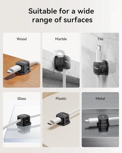 8 Pack Magnetic Cable Clips, Rocoren Under Desk Cord Holder Cable Management-1s Lock, Adhesive Cord Cable Clip Wire Holder Keeper Organizer for Phone Car Home Office Desk Wall Desktop Nightstand - Thumbnail 4