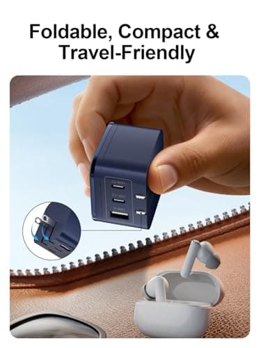 45W GaN USB-C Wall Charger with Touch-Control Night Light, 3-Port Fast Charging Power Adapter (2 USB-C + 1 USB-A), Foldable Plug, PPS Support（Blue） - Thumbnail 5