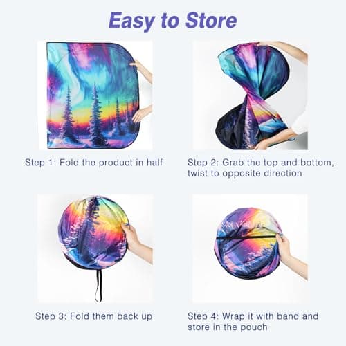 Windshield Sun Shade - Windshield Sun Shade Foldable, Car Sun Shade Windshield Keeps Interior Cool, Foldable Sunshade for Car Windshield with Storage Bag for Cars, SUVs, 55'' x 32'' - Thumbnail 6