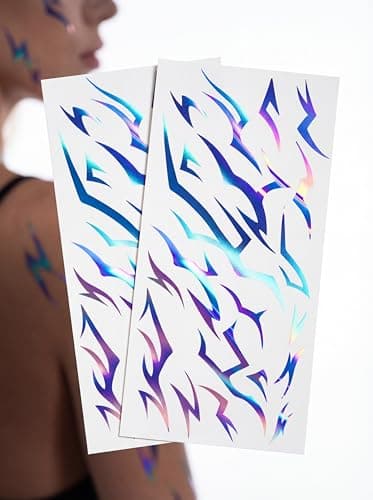 2 Sheets Demon Movies Hunters Temporary Tattoos, Mystic Rune Symbol Makeup Stickers Fake Tat Stickers, for Birthday Cosplay, Glow Party, Halloween - Image 1