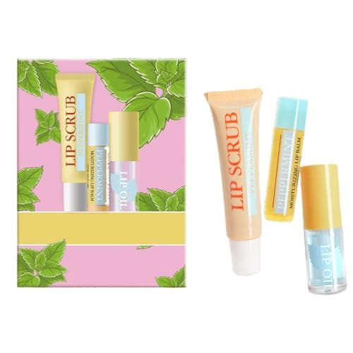 Lip Balm, Scrubs, Plumping Oil 3-in-1 Lips Care Set | Exfoliate, Hydrate & Heal Cracks Effectively Moisturizes Lip Clear Repairs Dry Lips Skincare Gift Kit (PEPPERMINT)