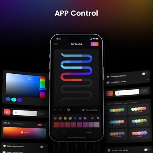 YEELIGHT LED Strip Lights, 66FT Smart Light Strips with 360 LEDs & Music Sync, RGB Color Changing Light with Bluetooth Connected and APP Control, Lights for Bedroom, Home Room Decor, Party, 2x33FT - Thumbnail 4