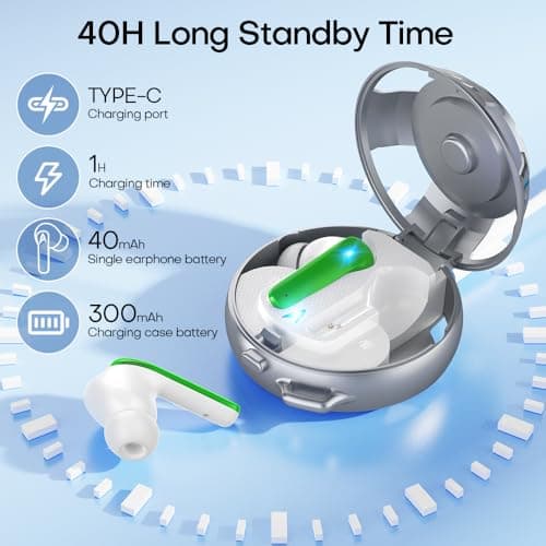 Wireless Bluetooth 5.3 Earbuds Active Noise Canceling Glow Headphones 2.4G Metal Outdoor Wireless Earbuds, 13mm Drivers for Deep Bass, 1H Fast Charging, 5H Play, Fit for Daily, Travel & Sports(Green) - Thumbnail 3