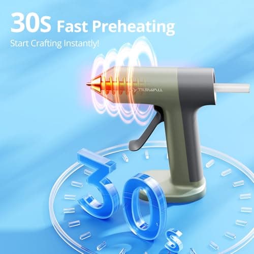 Tilswall 4V Glue Gun, Hot Glue Gun Cordless with Rapid 30s Preheat, 2000mAh Type-C Rechargeable, and 20 Glue Sticks, Anti-drip Nozzle, Auto Shut-Off, Ideal for Crafting - Green - Thumbnail 3
