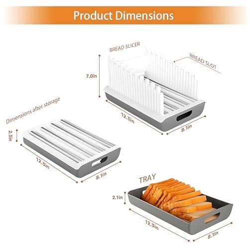 YONGAIJIA Bread Slicer Guide for Homemade Bread with 304 Stainless Steel Sheet and Storage Tray、3-Slice Thickness，Adjustable Width for Cake、Bagels、Toast. - Thumbnail 5