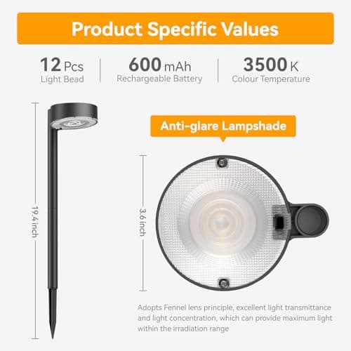 Ahaorigin 8 Pack Solar Pathway Lights Outdoor, 12 Brighter LED Solar Lights Outdoor Waterproof, Up to 12 Hrs Modern Path Light for Yard Garden Walkway Driveway Lawn (8 Pack) - Thumbnail 5