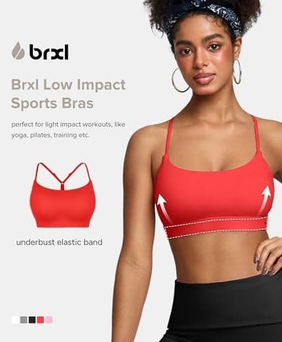 BRXL Sports Bras for Women Low Impact Y Back Sports Bras Sewn in Pads Sport Bras Adjustable Straps Sport Bras Red XXL - Thumbnail 4
