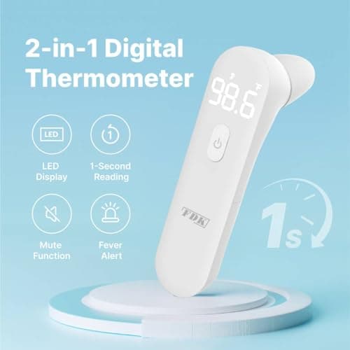 FDK Ear Thermometer for Adults and Kids, Digital Accurate Ear and Forehead Thermometer Medical Grade with Fever Alarm, 1 Second Fast Reading LED Clear Display Silent Mode - Thumbnail 5