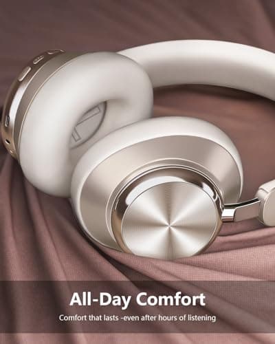 Wentronic Y03 Bluetooth Headphones Wireless Active Noise Cancelling Over Ear Headphones 48 Hours Playtime High Sound Quality 6 EQ Music Mode Headphones with Soft Ear Cushion - Starlight - Thumbnail 3