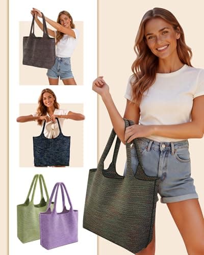 bohunono Woven Cute Tote Bag for Women,Day Bag,Fashion Shoulder Beach purse for vacation Travel Shopping Everyday Casual Use - Thumbnail 3
