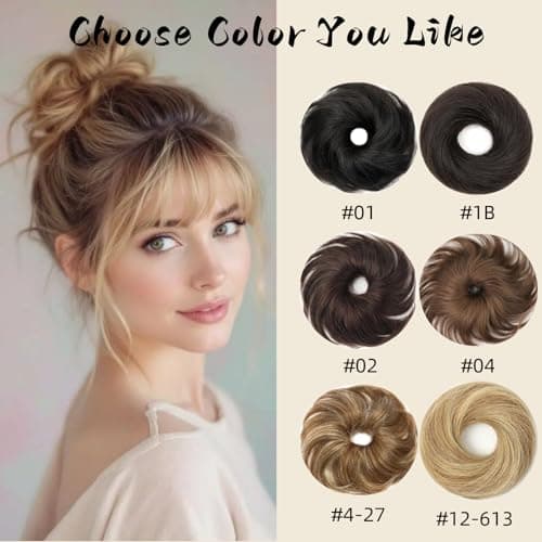 mosorvea Hair Bun #02 Dark Brown Hairpieces Donut Chignon Wrap On Instant 100% Real Human Hair Messy Bun with Elastic Band Donut - Thumbnail 4