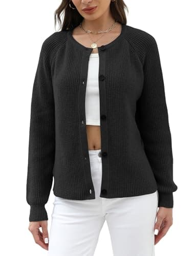 ZAFUL Women's 2025 Spring Fall Cropped Cardigan Lightweight Long Sleeve Knit Outerwear Daily Office Wear Trendy Y2K Crop Top Black - Image 1