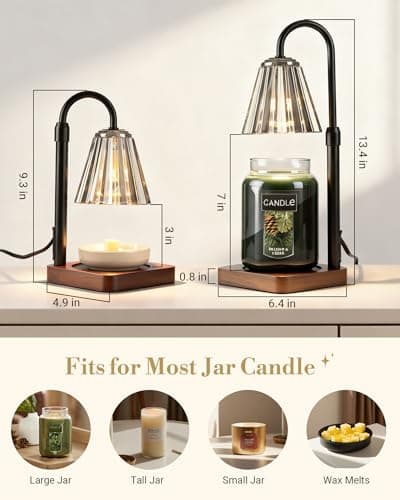 Marycele Black Candle Warmer Lamp with Timer & Dimmer Adjustable Height for Candle Jars, Mothers Day Gifts for Mom Birthday Gifts for Women Sister, Wax Candle Lamp Warmer Home Decor with 2 Bulbs - Thumbnail 4