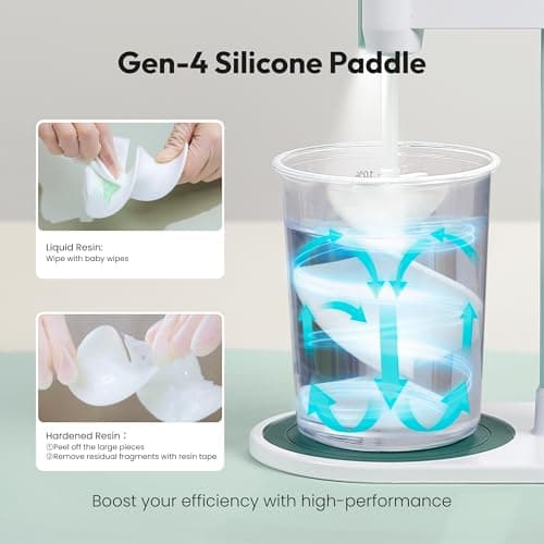 Resiners Airflow Resin Mixer, Handheld Epoxy Mixer with Silicone Paddles & Lighting, 4 Speeds, LED Screen, Minimum Bubbles, Easy Clean, Electric Stirrer Tool for Epoxy Resin, Silicone, Paint Mixing - Thumbnail 4