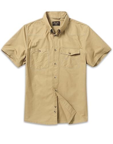 CHRONOLINE Men’s Short Sleeve Oxford Button Down Shirt – 100% Cotton Casual Utility Shirt with Flap Pockets - Image 1