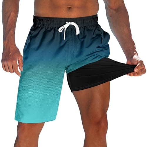 westwolf Mens Board Shorts Stretch Swimming Trunks for Men's with Compression Liner 9 Inch Swim Shorts Green Bathing Suit with Compression Liner Quick Dry Swimwear Swim Trunks XL - Image 1