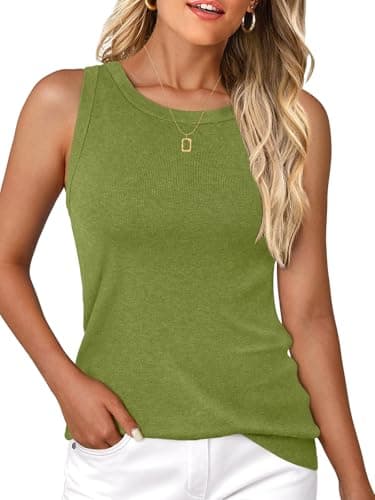 GKBK Women's Soft Cashmere Wool Blend Knit Sweater Vest Trendy Crewneck Sleeveless Tank Top for Business Casual and Old Money Fashion Green - Image 1