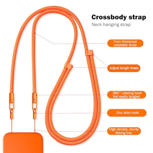 Thickened Crossbody Strap (Without Case) Compatible with Iphone 17/Air/Pro/Max Phone Cases and Other Device with Dual Lanyard Holes, Adjustable Hands-free Shoulder Neck Camera Phone Strap (Dark Red) - Thumbnail 5