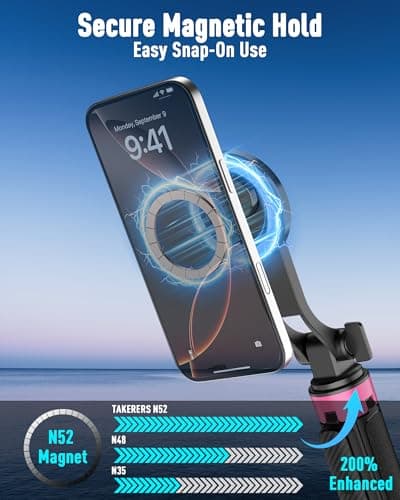 ACKIMA 3-in-1 Magnetic Selfie Stick Tripod for iPhone, 37'' 360° Rotation Phone Tripod with Wireless Remote, 4-Leg Extendable Phone Tripod for Hands-Free Video Recording,Gym,Selfies,Travel Tripods - Thumbnail 3