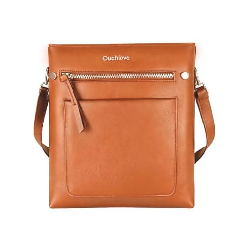 Ouchlove Women's Crossbody Bag with Built-in Wallet, Multi-Pocket Organizer for Travel, Work & Daily Gifts (Brown)