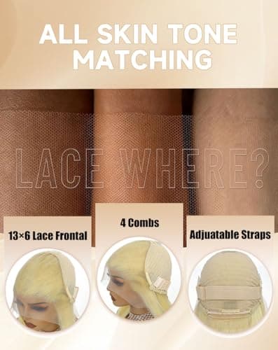 Stybee 24 Inch 613 13x6 Lace Front Wig Human Hair 200% Density Straight Blonde Wig Human Hair Pre-Plucked Natural Hairline Easy to Bleach and Dye No Bad Smell True Length Longer Lifespan - Thumbnail 4