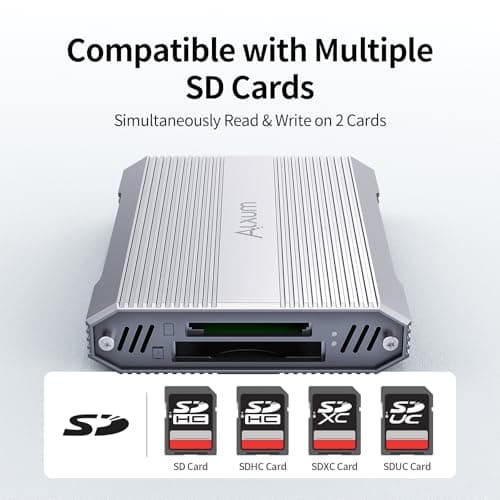 CFexpress Type B and SD4.0 UHS-II Dual Card Reader, 10Gbps USB C Dual-Slot Type B CFexpress Adapter with USB 3.2 Gen 2, Portable 2-in-1 Memory Card Reader, Compatible with Windows/Mac/Linux/Android - Thumbnail 3