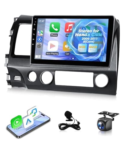XGU 8 Core 4+64G Car Stereo for Honda Civic 2006 2007 2008 2009 2010 2011 Radio Apple Carplay Android Auto,10.1" Touch Screen for Civic Head Unit GPS Navi/5G WiFi/FM RDS EQ HiFi/SWC/Backup Camera