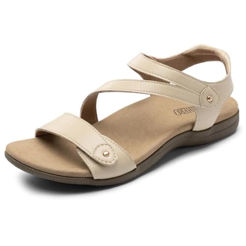 Rihero Orthopedic Sandals for Women Arch Support Comfortable Flat Sandals with Adjustable Strap for Summer Beach Walking Sand 5.5 - Image 1