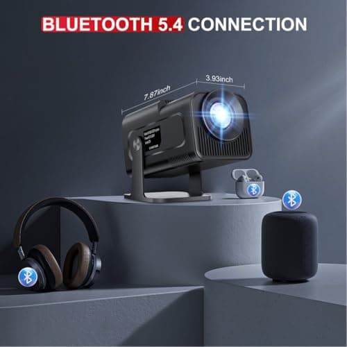 1080P Native Mini Projector with Wifi and Bluetooth 5.4 - Portable Projectors 4K for Outdoor Movies/Bedroom, Smart Proyector Compatible with Netflix,YouTube, PrimeVideo, Auto Keystone and Short Throw - Thumbnail 6