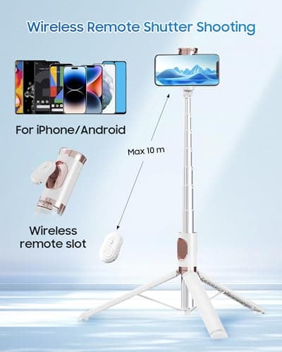 ACKIMA 67" Selfie Stick Tripod, All in One Phone Tripod with Wireless Remote, Extendable Compact Tripods Portable Travel Stand for iPhone Android Selfie/Video Recording/Live Stream/Vlog - Thumbnail 4
