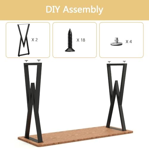 SNYXXOZ 40”H x 16”W Inch Coffee Table Legs Heavy Duty Metal Desk Legs,Chair,Bench Dining Furniture Feets, Bar Height Table Legs,with Adjustable Feet Pads Screws,800 LBS, Black, Set of 2, V-Type - Thumbnail 6