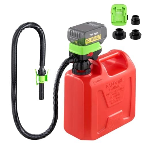 Fuel Transfer Pump with Auto Stop Sensor(3.2 GPM) Compatible with DeWalt DCB20 & Milwaukee M18 Batteries(Not Included), Portable Fuel Pump, 41" Hose Gas Can Pump for Diesel, Gasoline, 3 Tank Adapters - Image 1