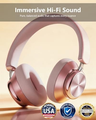 Wentronic Y03 Bluetooth Headphones Wireless Active Noise Cancelling Over Ear Headphones 48 Hours Playtime High Sound Quality 6 EQ Music Mode Headphones with Soft Ear Cushion - Pink - Thumbnail 2